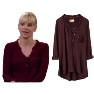 Anthropologie Pilcro Plum Ruffle Collar Long Sleeve Top Womens XS